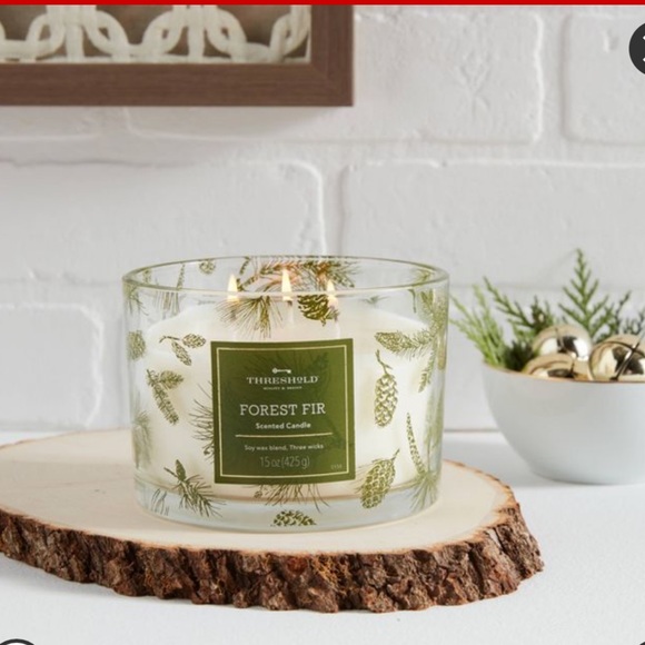Threshold 3-Wick Forest Fir Clear Glass with Metallic Decal Candle - Threshold - Picture 2 of 4